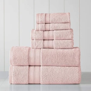 Modern Threads - Spun Loft 6-Piece 100% Combed Cotton 6 Pcs Towel Set, Blush - Picture 1 of 6