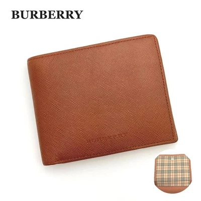 Cartera plegable de cuero Burberry Saffiano marrón a cuadros Nova 9x12 cm Foto 1 de 4