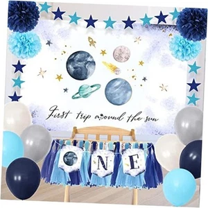 Outer ONE High Chair Banner First Trip Around The Sun Birthday Party Space - Picture 1 of 7
