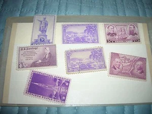 Estampillas de EE. UU. - 1937 SIETE estampillas de 3 centavos sin usar ordenadas históricas - Imagen 1 de 4