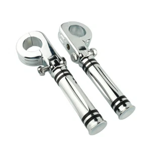 Chrome Edge Cut Footrest Foot Peg Mount Kit For Harley 1 1/2" 38mm Highway Bar - Picture 1 of 5