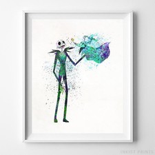 Jack Zero The Nightmare Before Christmas Tim Burton Watercolor Poster UNFRAMED