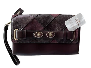 Coach Wristlet Patchwork Blake Clutch 64639 Red Leather Flap w/ Turnlocks $325 - Picture 1 of 6