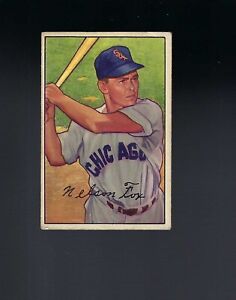 1952 Bowman Nellie Fox HOF # 21 Very Good w. Creases GREAT COLOR