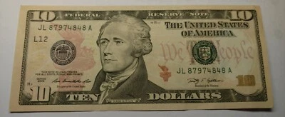 FR-2041-L $10.00 Federal Reserve Note Series 2009 With a Unique Serial Number - Image 1 of 4