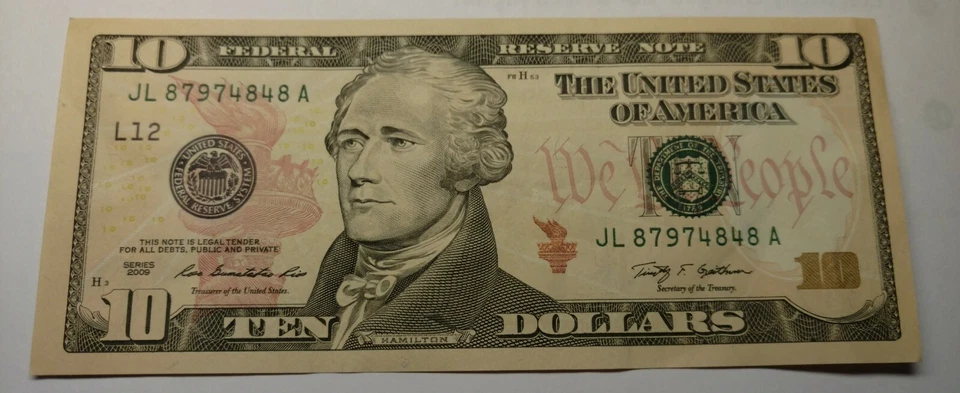 FR-2041-L $10.00 Federal Reserve Note Series 2009 With a Unique Serial Number - Image 1 of 4