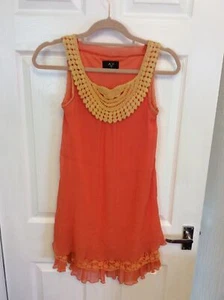 AX Paris - Ladies Orange Mix Scoop Neck Sleeveless Tunic Top Size 8 - Picture 1 of 8