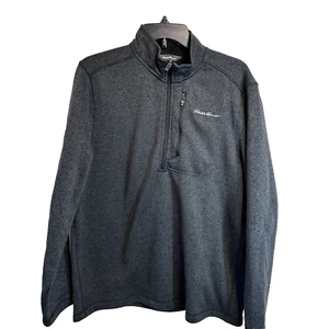 Eddie Bauer Fleece Size Medium Charcoal Gray 1/4 Zip Chest Pocket Utility - Picture 1 of 10