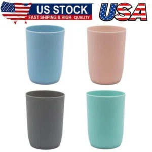 4Pack Bathroom Tumbler-Plastic Toothbrush Cup-Reusable Drinkware-Mouthwash Cup - Picture 1 of 10