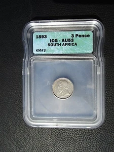 1893 South Africa 3 Three Pence, ICG AU 53 - Picture 1 of 3