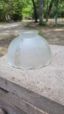 Vintage Daisy And Diamond Pendant Frosted Glass Lamp Ceiling Shade #4 - Image 1 of 4