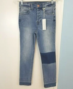 Level 99 Button Fly Colorblock Patch Jeans Womens Size 26 Stitch Fix - Picture 1 of 8