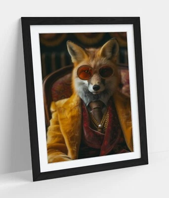 PORTRAIT OF A FOX IN A DAPPER SUIT -FRAMED WALL ART POSTER PAPER PRINT - Image 1 of 4