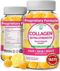 Lunakai Collagen Gummies - Tastiest Proprietary Formula - 200mg Hydrolyzed 60CT - Picture 1 of 5
