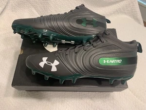 Under Armour Men's S 13 UA Team Nitro Mid MC Football Cleats BLK/GRY / GRN - Picture 1 of 3