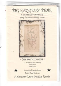 Big Raggedy Bear Pre Printed Bear Stitchery Ready to Stitch Pattern Fabric Pack - Picture 1 of 2