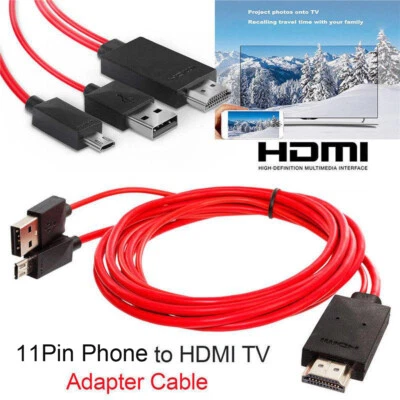 Micro USB HDMI Cable Phone to TV HDTV Adapter for Samsung Galaxy S3 S4 S5 Note4 - Image 1 of 4