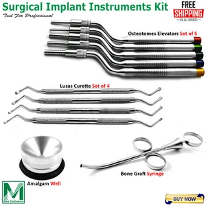 Dental Implant Surgery Sinuslift Osteotomes Bone Graft Mallet Lucas Bone Curette - Picture 1 of 6
