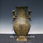 China Folk Collection Copper Bronze Home Decoration Foo Dog Ear Jar Pot Vase A99