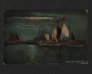 OPC 1913 Atlantic City NJ Inlet bei Mondschein Postkarte - Bild 1 von 2