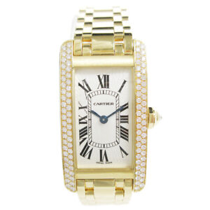 Cartier TANK AMERICAINE WB7012K2 Ladies Quartz Wristwatch Diamond 05427
