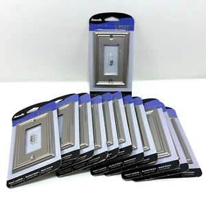 Lot of 12 Chelsea Brushed Nickel 1-Gang Stamped Steel Rocker Switch Wall Plates - Picture 1 of 3