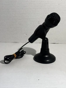 Black 3.5mm Male Studio Speech Network KTV Mini Microphone w Holder - Picture 1 of 5