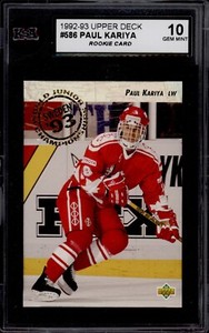 1992-93 UPPER DECK #586 PAUL KARIYA ROOKIE CARD KSA 10 GEM MINT