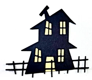 Crooked Haunted House Fence Halloween Metal Cutting Die Thin 3.5" x 3.25" - Picture 1 of 2