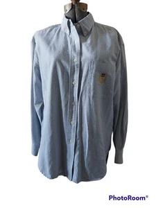 Lauren Ralph Lauren Womens 14  Button Down Shirt Blue Striped Embroidered Logo - Picture 1 of 12