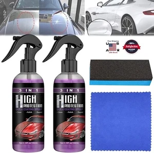 3 in 1 High Protection Quick Car Coat Ceramic Coating Spray Hydrophobic 100ML US - Picture 1 of 12
