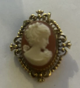 Rosa und weiße Kamee goldfarben filigran massiv Parfum Halter leer Vintage - Bild 1 von 5