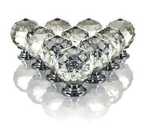 NEW 10 CLEAR CRYSTAL DIAMOND DIAMONTE HANDLES DOOR KNOB DRAWER CUPBOARD WARDROBE - Picture 1 of 6