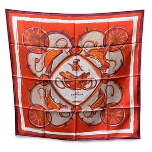 Hermes Paris Seidenschal rot und orange New Springs 2009 Rybaltchenko - Bild 1 von 5