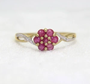 9ct Gold Ruby Diamond Ring Size 8 - P 1/2 - Picture 1 of 4