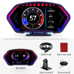 Car Digital Head Up Display HUDs OBD2 GPS Gauge Speedometer Turbo RPM Alarm Temp - Picture 1 of 15
