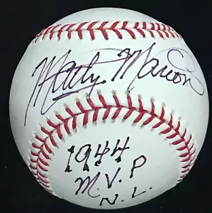 MARTY MARION "1944 MVP" W/ INS CARDINALS AUTOGRAPHED SIGNED BASEBALL BAS BECKETT - Picture 1 of 2