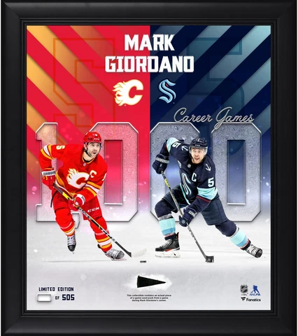 Mark Giordano Kraken FRMD 15x17 1,000 Games Played Collage Piece GU Puck LE/505 Cover