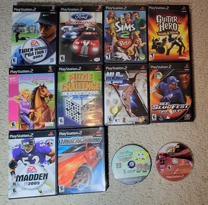 Sony Playstation PS2 Game Lot Wholesale Bundle Manuals, Guitar Hero, Sims - Picture 1 of 19