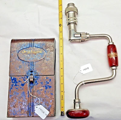 Brace & Bits, Craftsman Nice 10" Vtg. Woodworkers Auger Brace, & Auger Bits, USA - Image 1 of 4