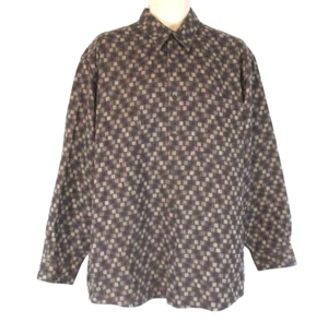 Jhane Barnes Shirt Sz Large Brown Check Button Front Long Sleeve Mens CB2N - Picture 1 of 3
