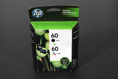 Cartuchos de tinta HP 60 preto e 60 tricolor CD947FN genuínos - Exp. 02/2013 - Novo - Imagem 1 de 4