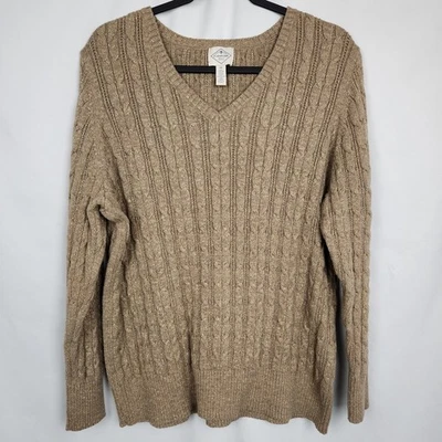 Suéter dorado St Johns Bay para mujer talla 3X cuello cable tejido pulóver brillante Foto 1 de 4