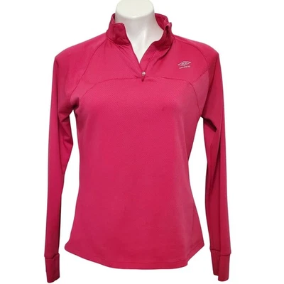 Umbro Cuarto Cremallera Manga Larga Mujer Rosa Med Golf Correr Pulgar Agujero Reflector Foto 1 de 4