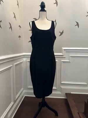 DONNA RICCO Black Knit Dress Cocktail Bodycon Scoop Neck Sheath Mad Men Size XL - Image 1 of 4