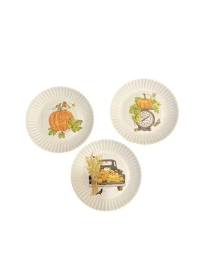 Cien 80 grados 3 platos de papel melamina de acción de gracias calabazas dar gracias Foto 1 de 4