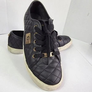 G by Guess Sneakers 8M Quilted Women's Faux Black Leather Shoes GGbacker 2 - Picture 1 of 14