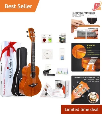 Концертная укулеле из цельного красного дерева 23 дюйма профессиональный набор для начинающих с аксессуарами... - Изображение 1 из 4