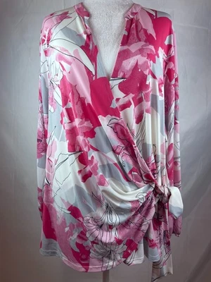 Blusa Alfani Rosa Floral Abstracta Frente Torcido TALLA EXTRA - 3x Foto 1 de 4