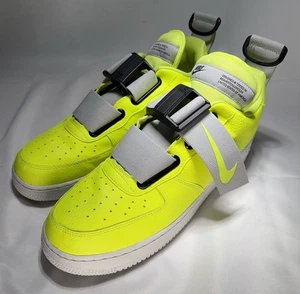 Nike Air Force 1 Utility Low Volt Size 11.5 Reflective Strap Neon Green & White - Picture 1 of 11